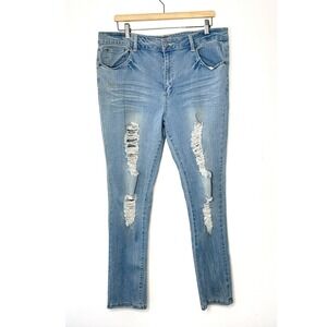 Judy Blue 2XL Light Wash‎ Distressed Ripped Skinny Jeans Stretch Denim